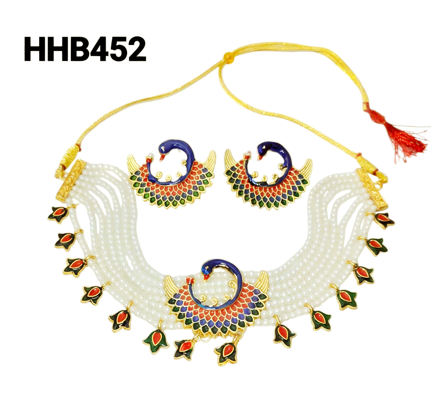 Rajasthani rajwadi traditional Peacock Moti Choker Set for Women