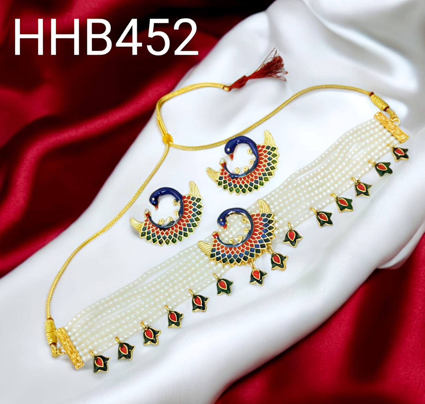 Rajasthani rajwadi traditional Peacock Moti Choker Set for Women