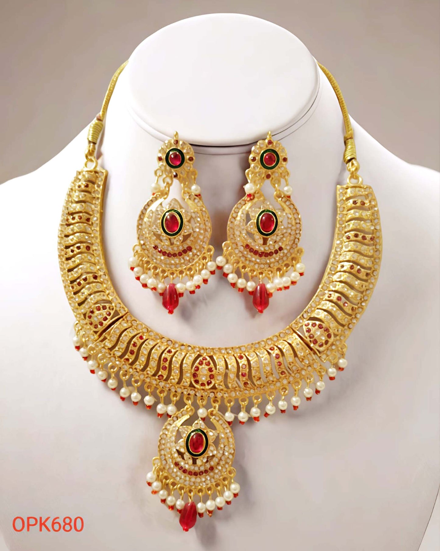 Rajasthani Traditional Pink Kundan Choker Necklace Set with Earrings for women