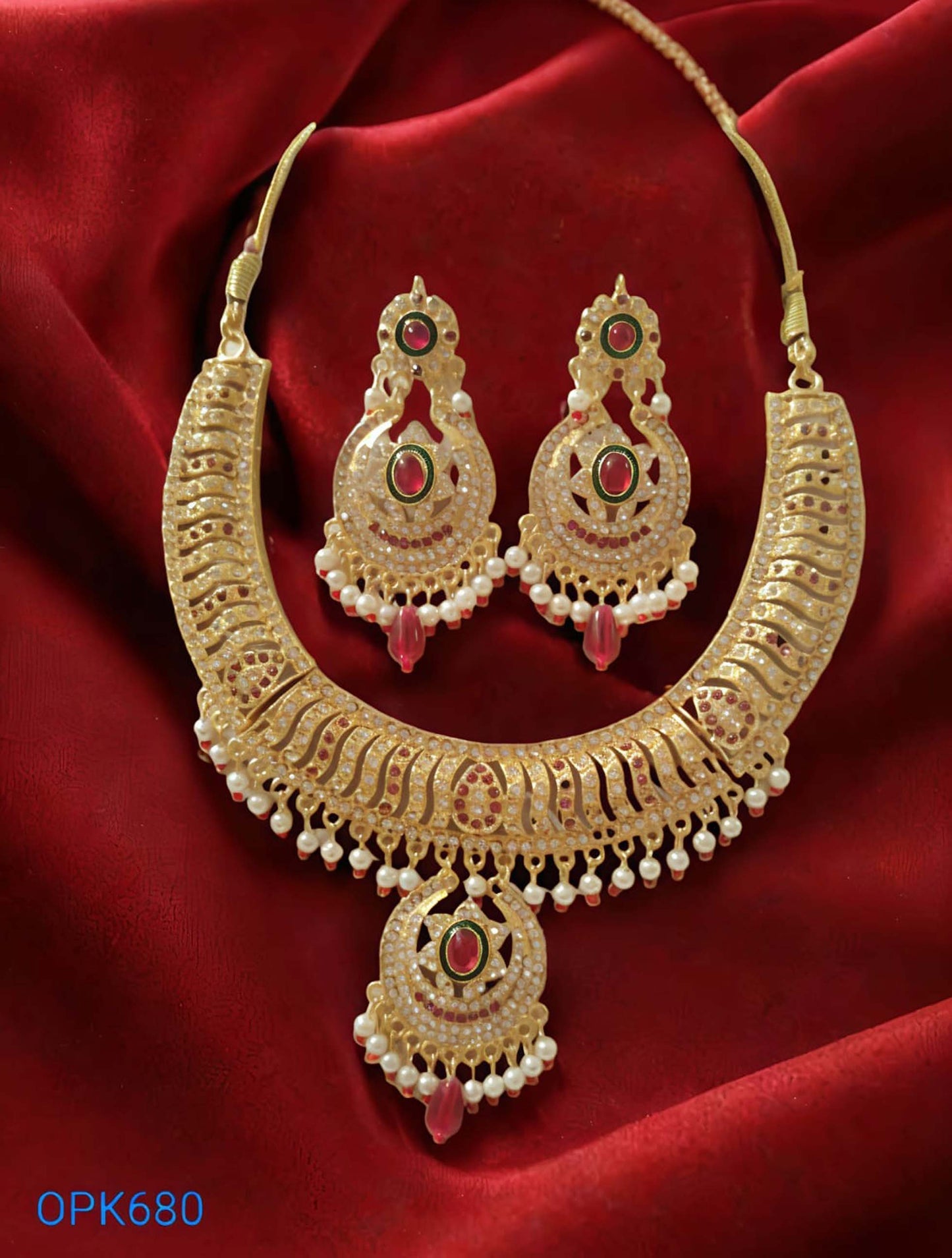 Rajasthani Traditional Pink Kundan Choker Necklace Set with Earrings for women