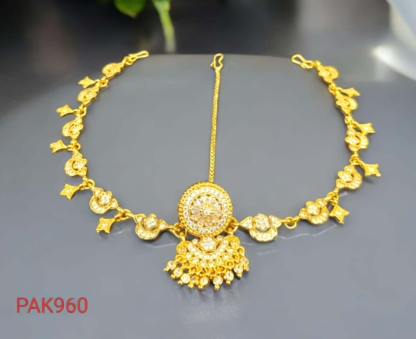 Rajasthani Gold-Tone AD Stone Rakhdi for Women