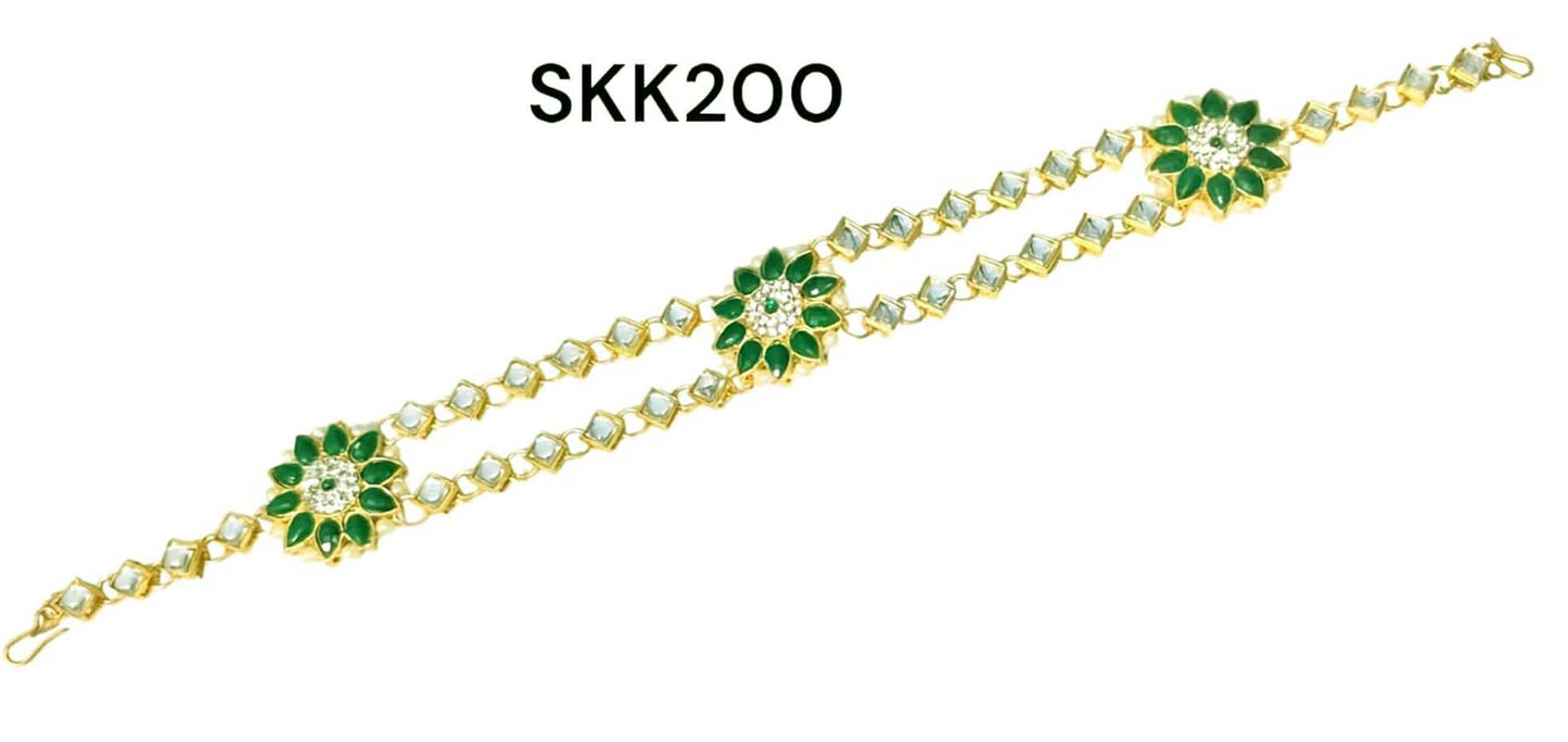 Rajasthani Green Stone Rakhdi Borla for Women