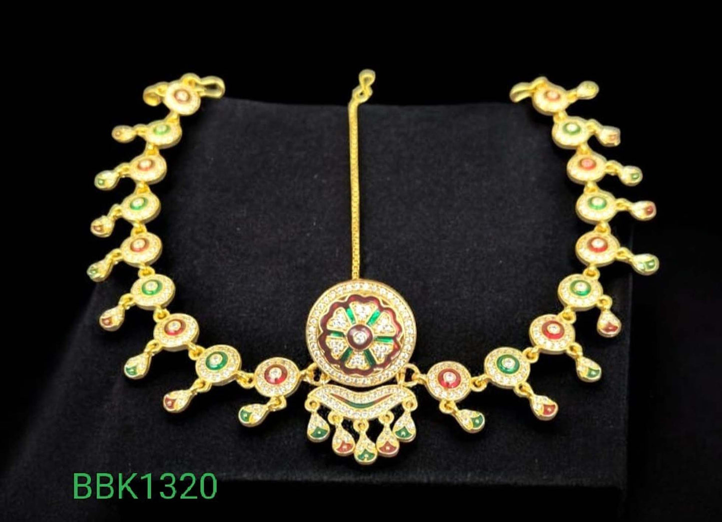 Rajasthani Red-Green AD Diamond Rakhdi / Rakhdi for Women