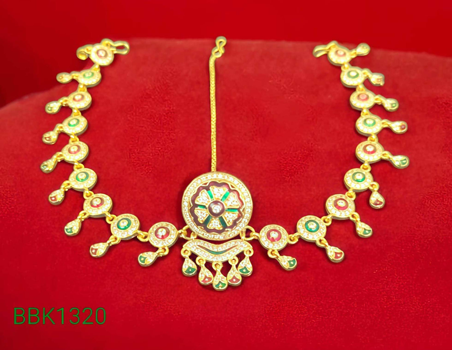 Rajasthani Red-Green AD Diamond Rakhdi / Rakhdi for Women