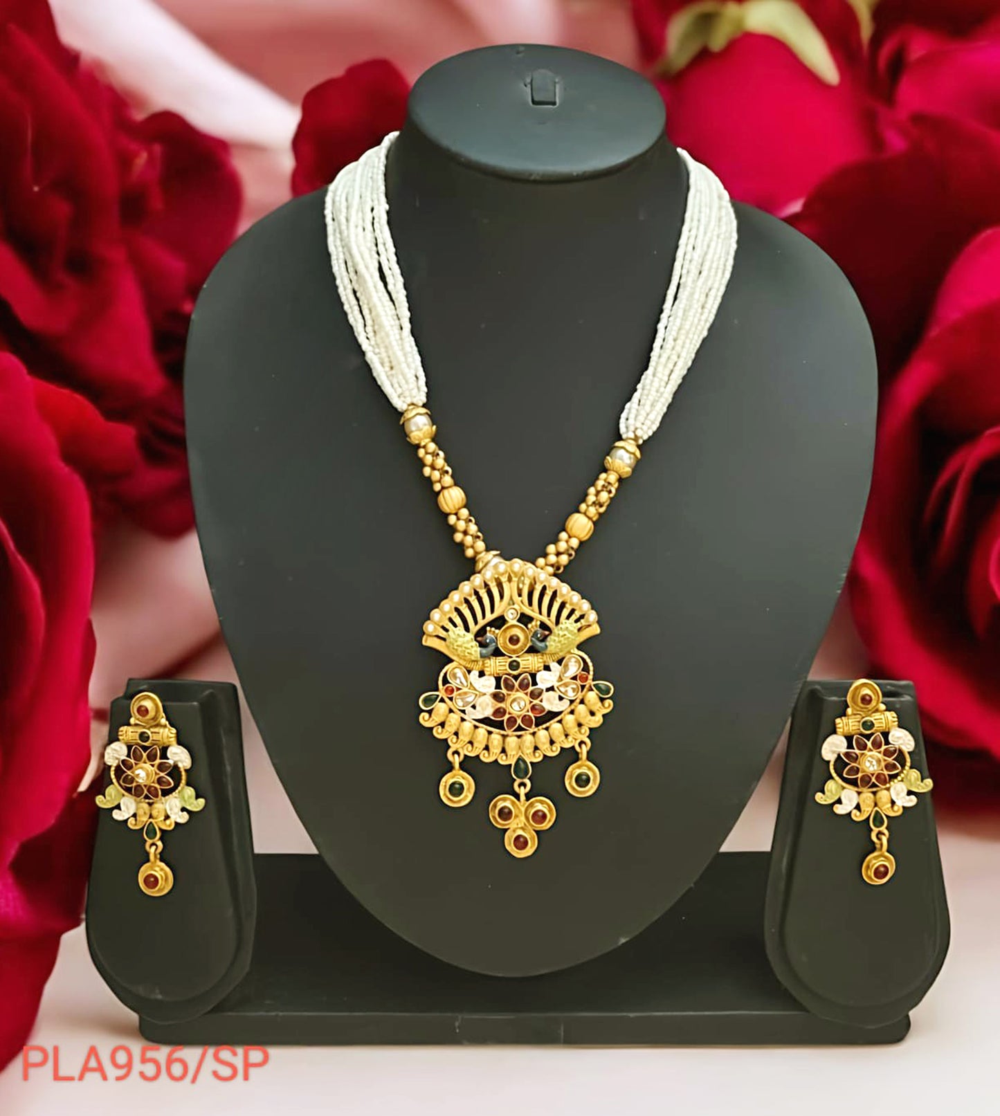 RAJPUTI RAJWADI TRADITIONAL MEENAKARI COPPER NECKLACE SET FOR WOMEN