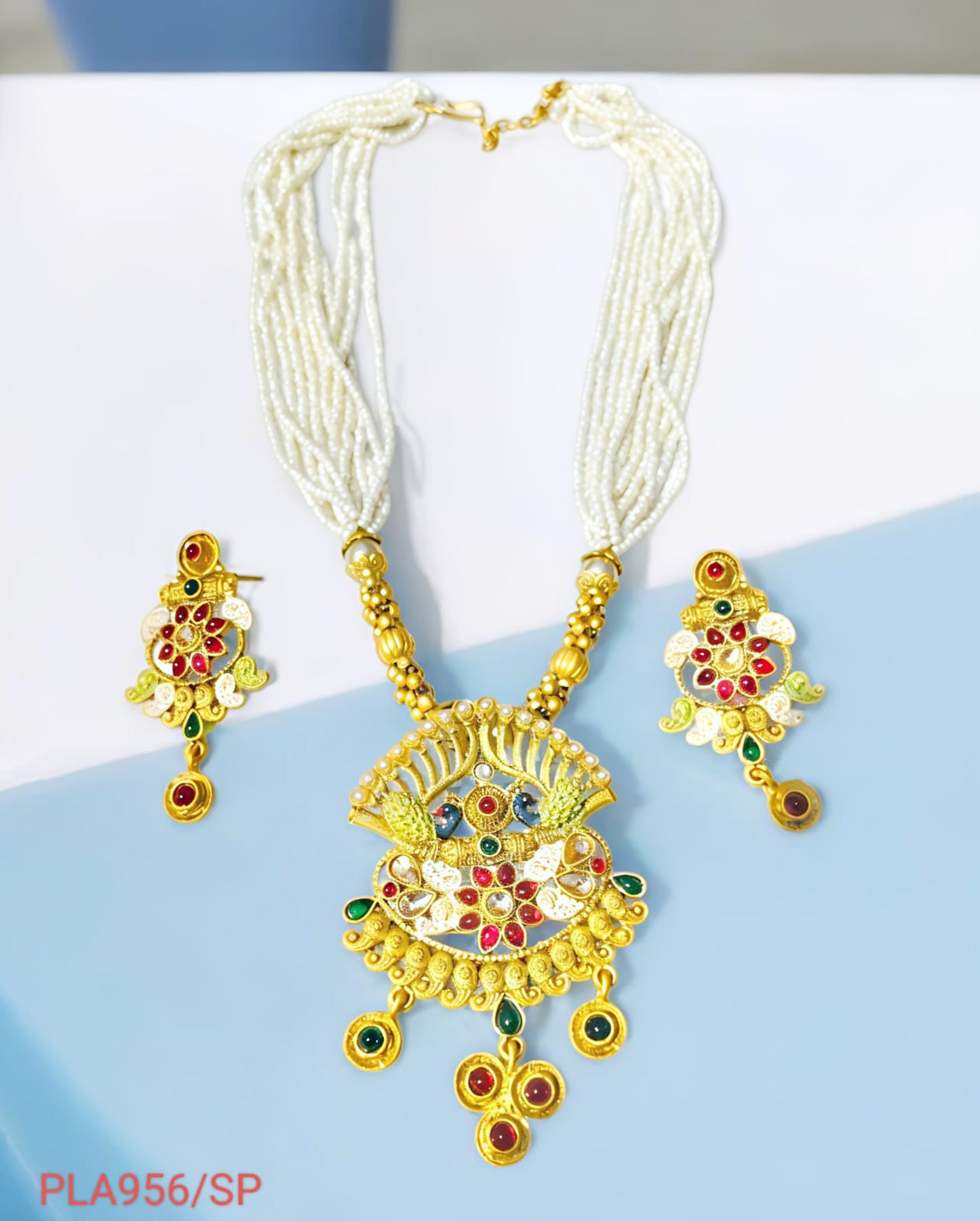 RAJPUTI RAJWADI TRADITIONAL MEENAKARI COPPER NECKLACE SET FOR WOMEN