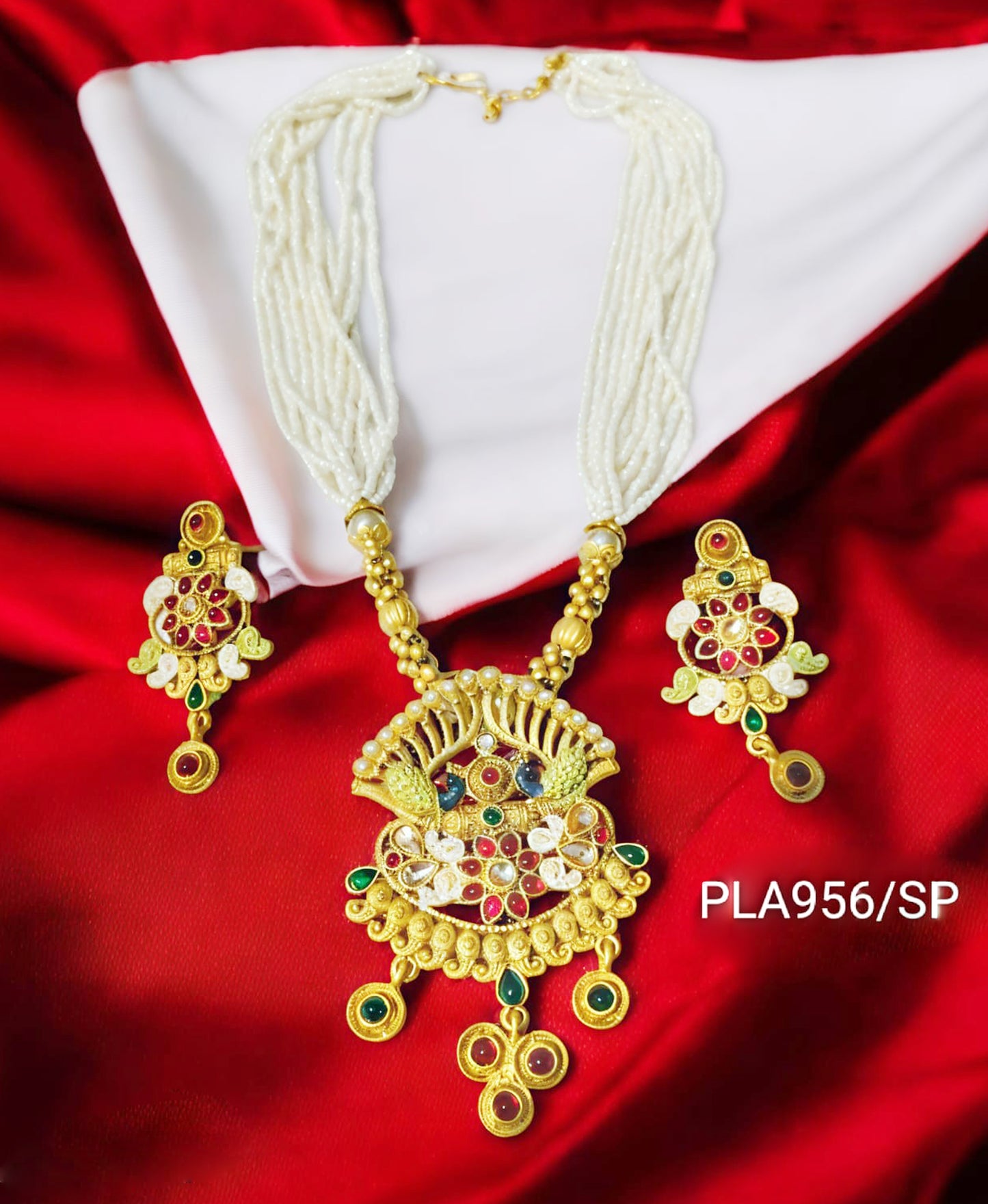 RAJPUTI RAJWADI TRADITIONAL MEENAKARI COPPER NECKLACE SET FOR WOMEN