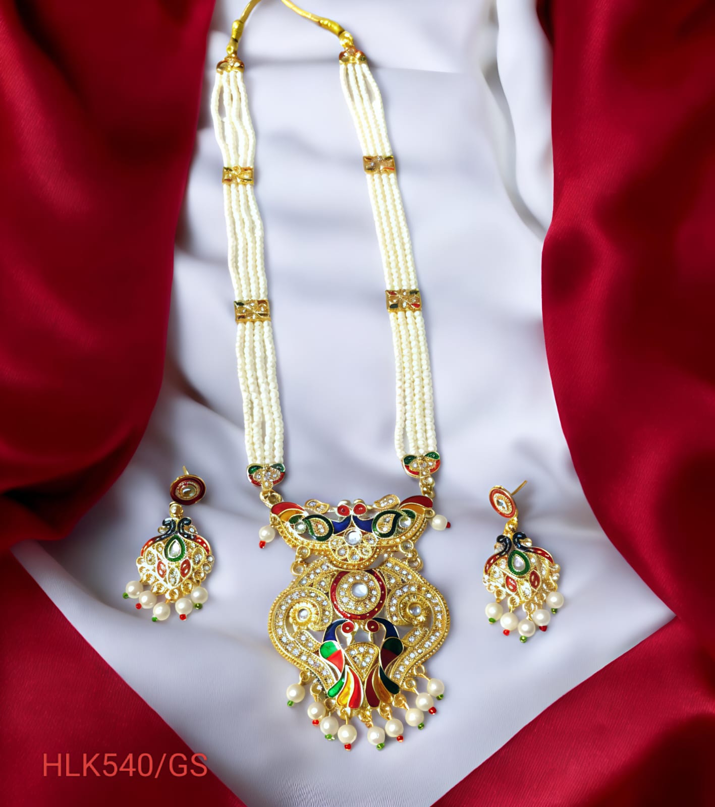 RAJASTHANI RAJWADI MEENAKARI NECKLACE SET