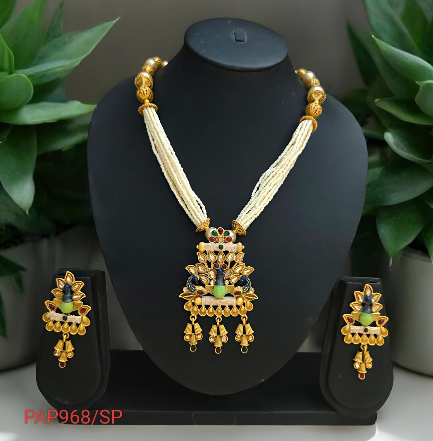 ATTRACTIVE RAJASTHANI RAJWADI PEACOCK DESIGN MEENAKARI NECKLACE SET