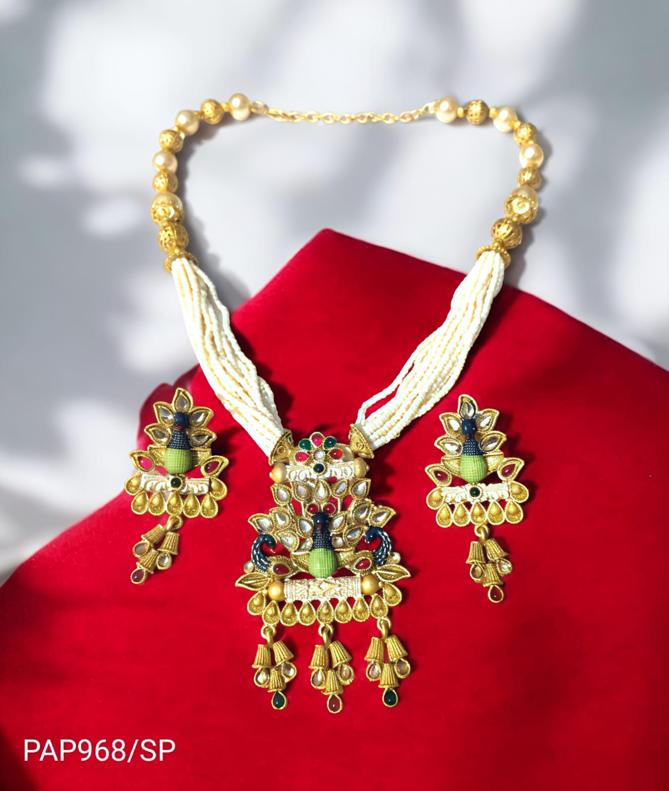 ATTRACTIVE RAJASTHANI RAJWADI PEACOCK DESIGN MEENAKARI NECKLACE SET