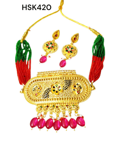 Rajasthani rajputi multy colour meenakari round AAD set for Women