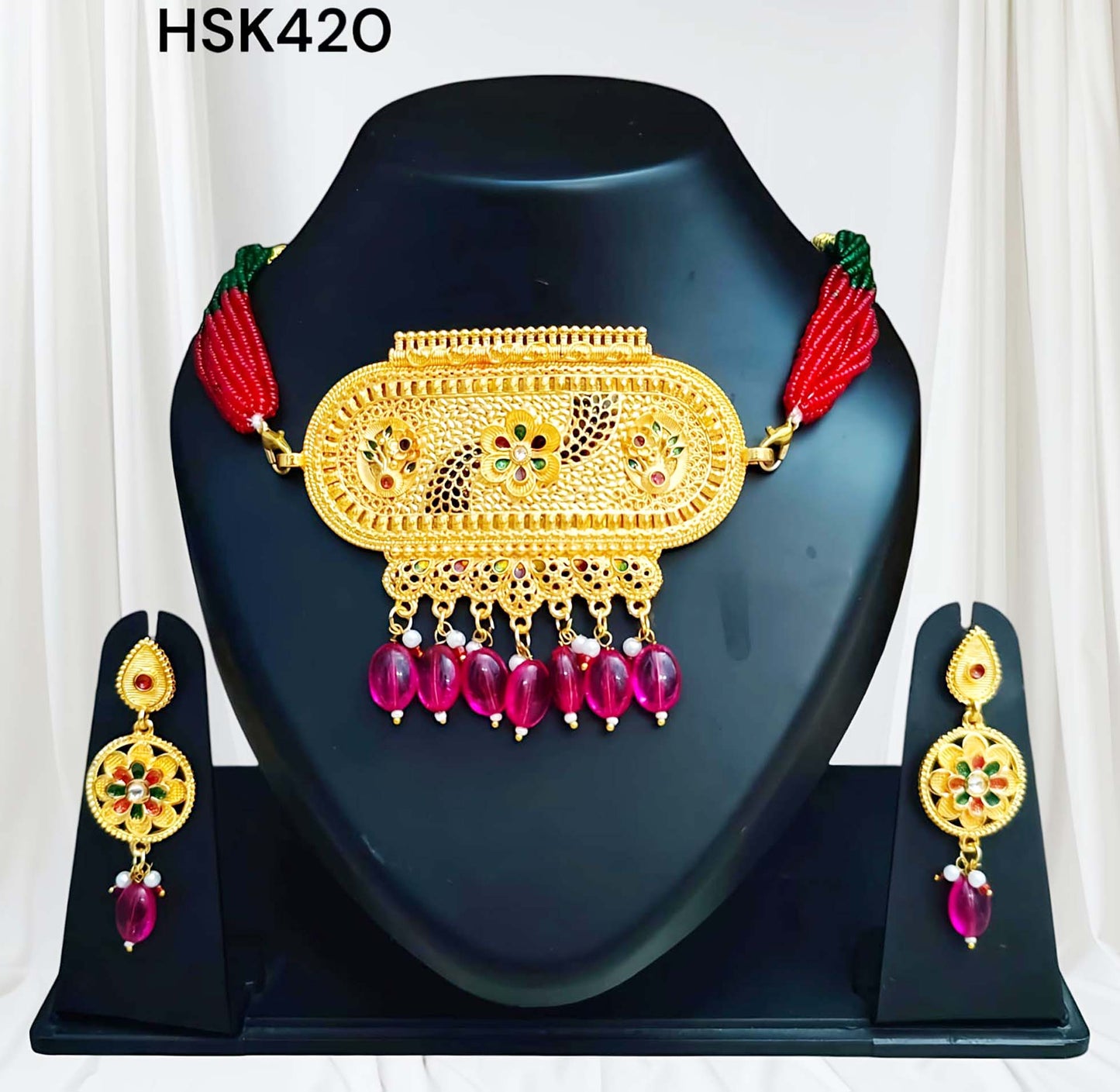 Rajasthani rajputi multy colour meenakari round AAD set for Women