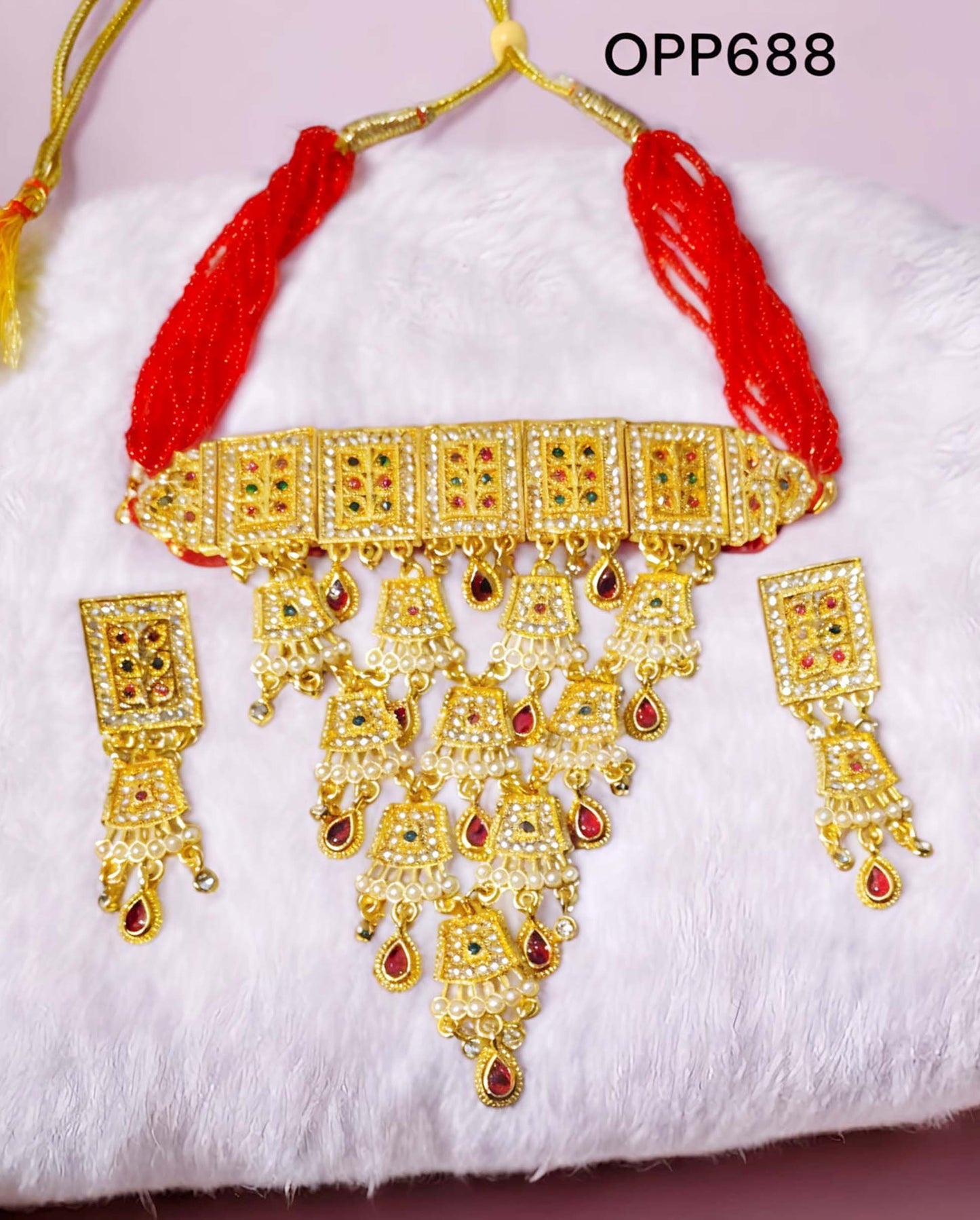 Rajasthani rajputi Copper multy colour stone AAD set for Women