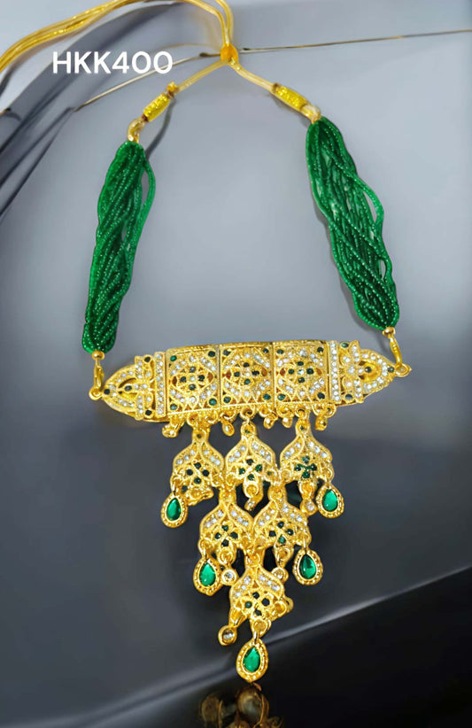 Rajasthani rajputi green white stone AAD set for Women