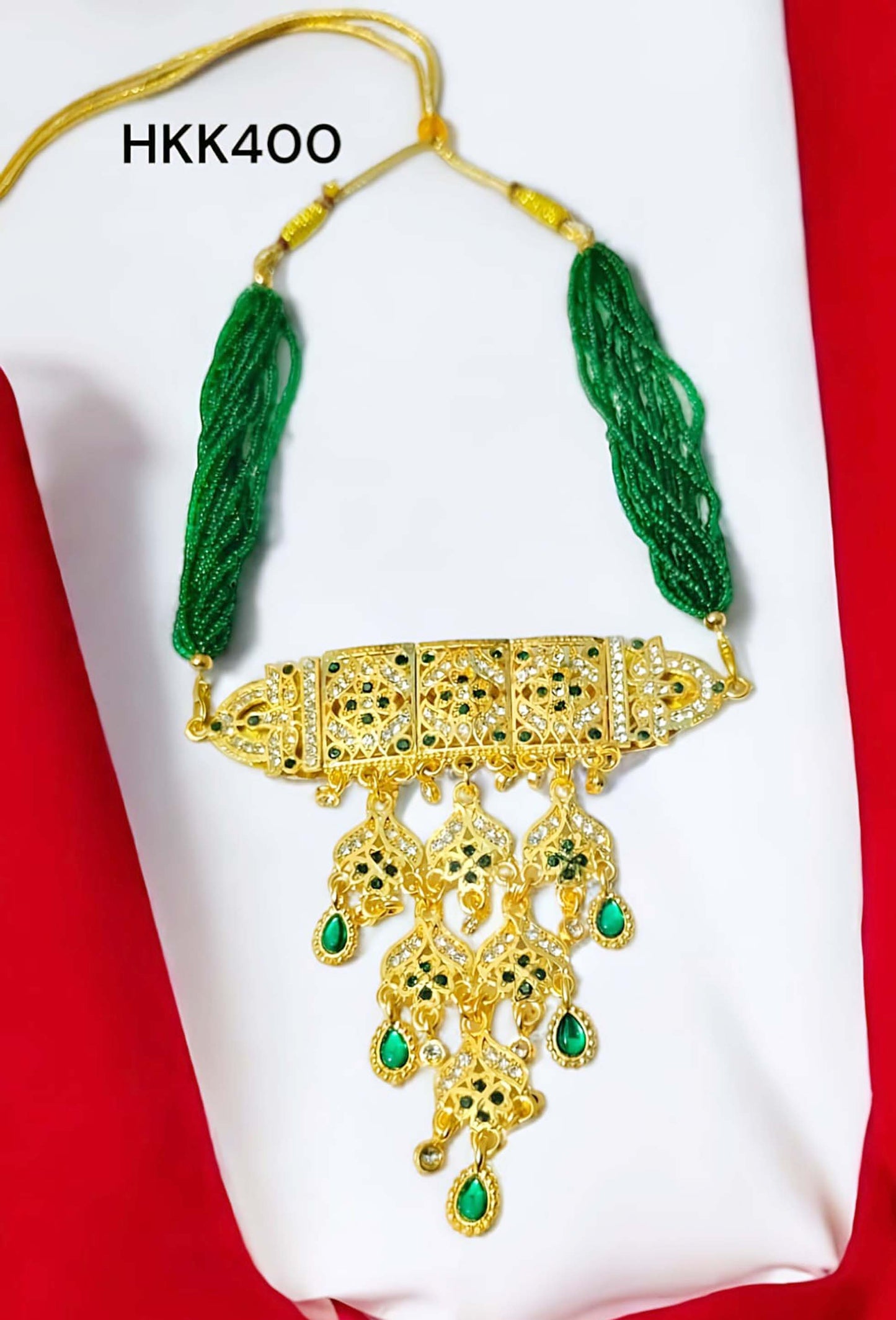 Rajasthani rajputi green white stone AAD set for Women