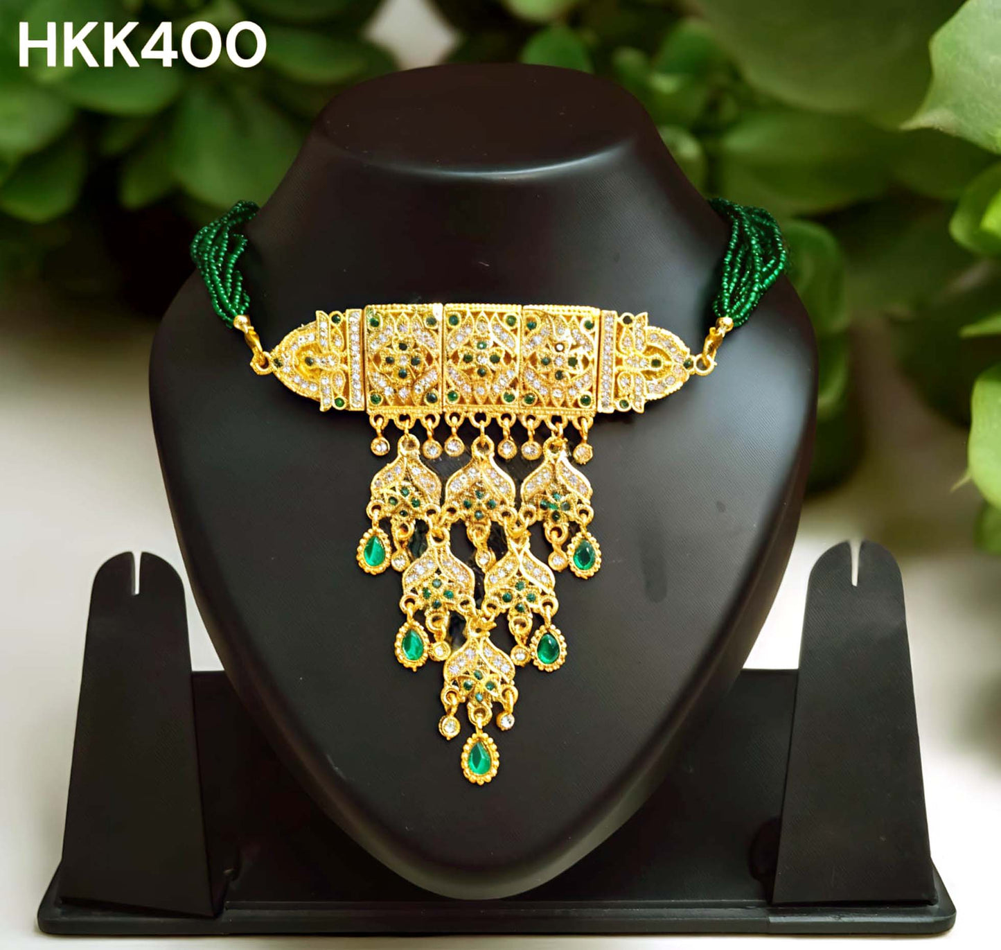 Rajasthani rajputi green white stone AAD set for Women