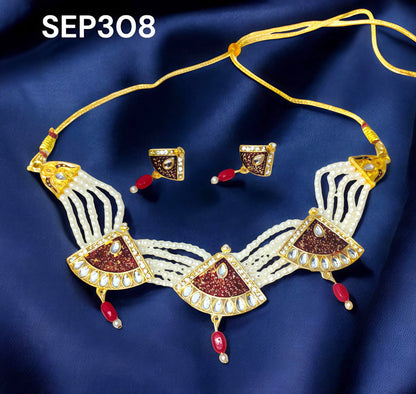 Rajasthani multy colour chik jewellery set for Women