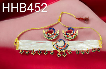 Rajasthani rajwadi traditional Peacock Moti Choker Set for Women