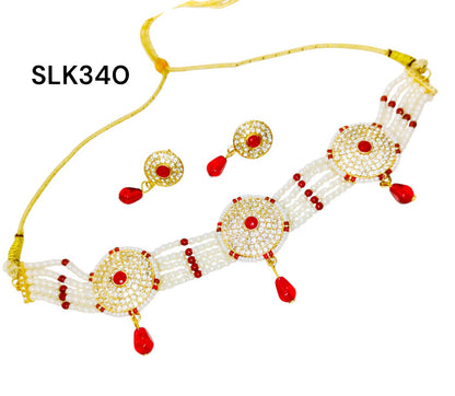 Rajasthani Red colour round chik / choker set for Women