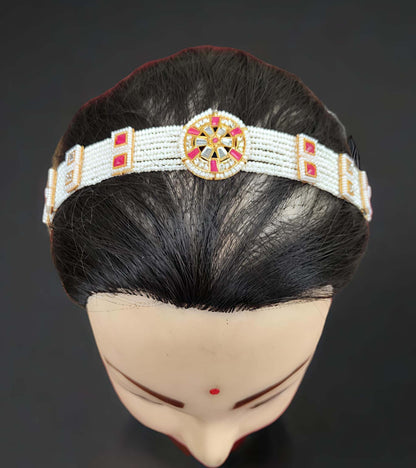 Rajasthani Red & White Stone Rakhdi for women