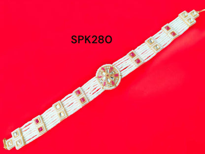 Rajasthani Red & White Stone Rakhdi for women