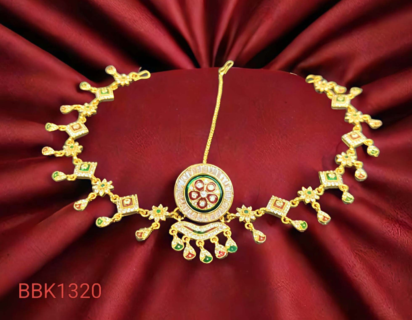Rajasthani Rajwadi Red-Green for women