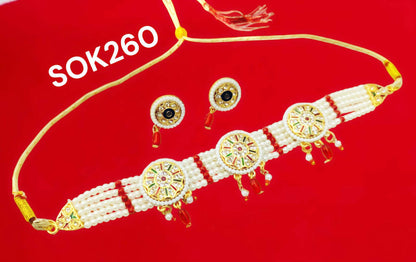 Rajasthani multy colour round chik / choker set for Women