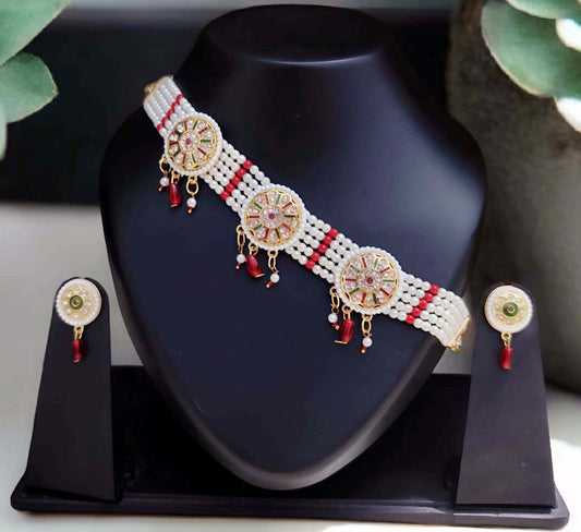 Rajasthani multy colour round chik / choker set for Women