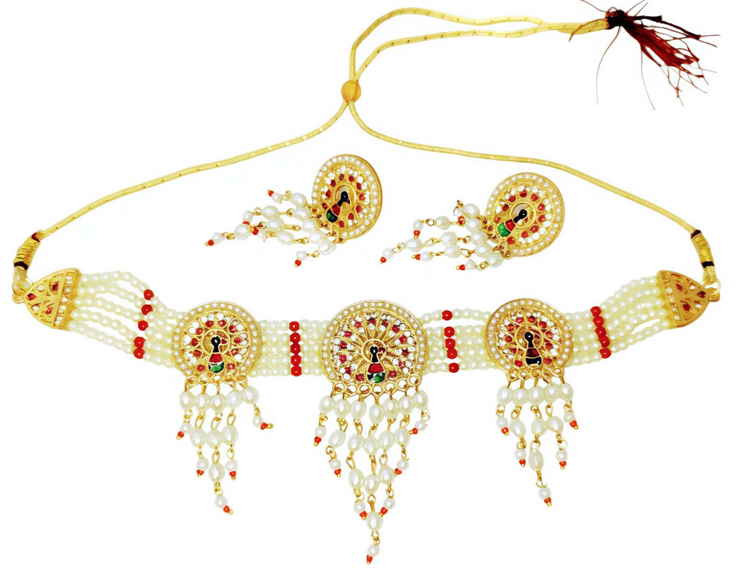 Rajasthani multy colour meenakari round chik / choker set for Women