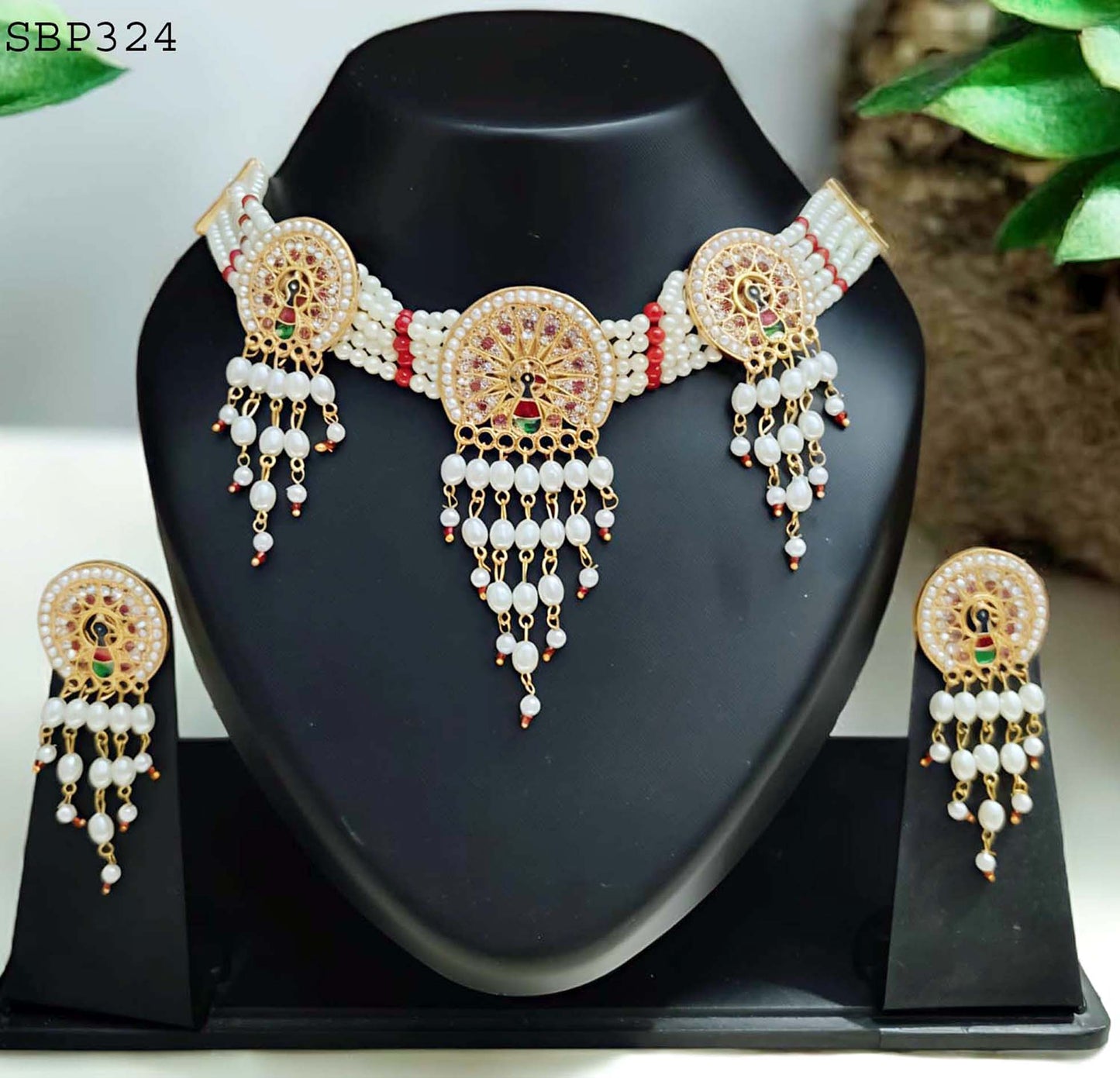 Rajasthani multy colour meenakari round chik / choker set for Women