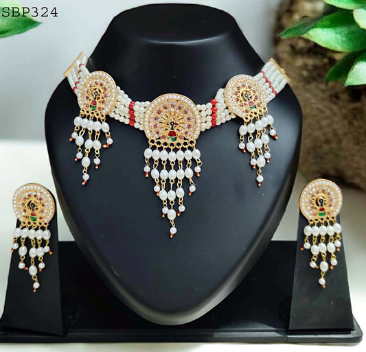 Rajasthani multy colour meenakari round chik / choker set for Women