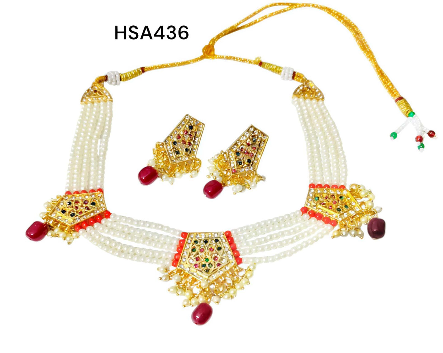 Rajasthani rajwadi red multy colour meenakari round chik / choker set for Women