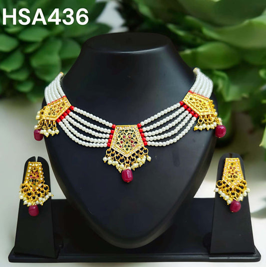 Rajasthani rajwadi red multy colour meenakari round chik / choker set for Women